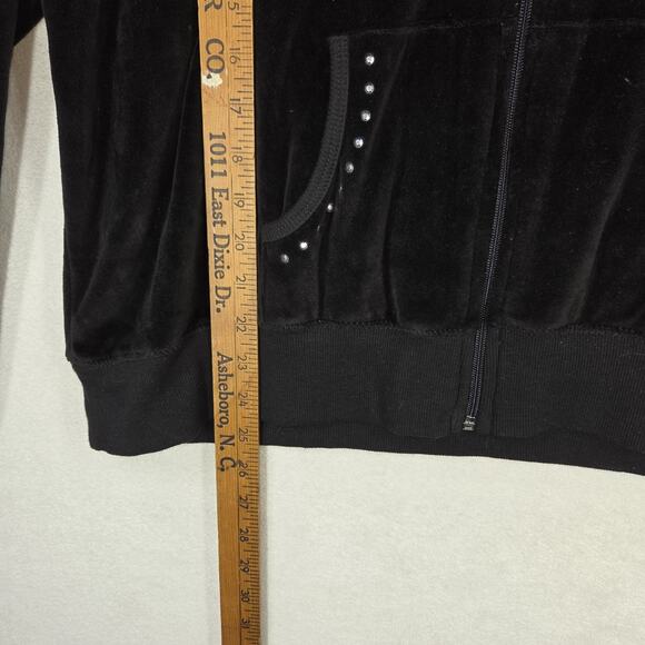 Vtg Joe Boxer Velour Jacket Womens Black XL Hooded Embellished Angel Wings NWT - Picture 3 of 11